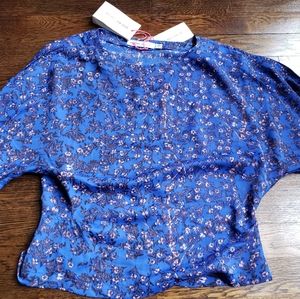 NWT Blue Flowered See by Chloe Short Sleeved Top 4
